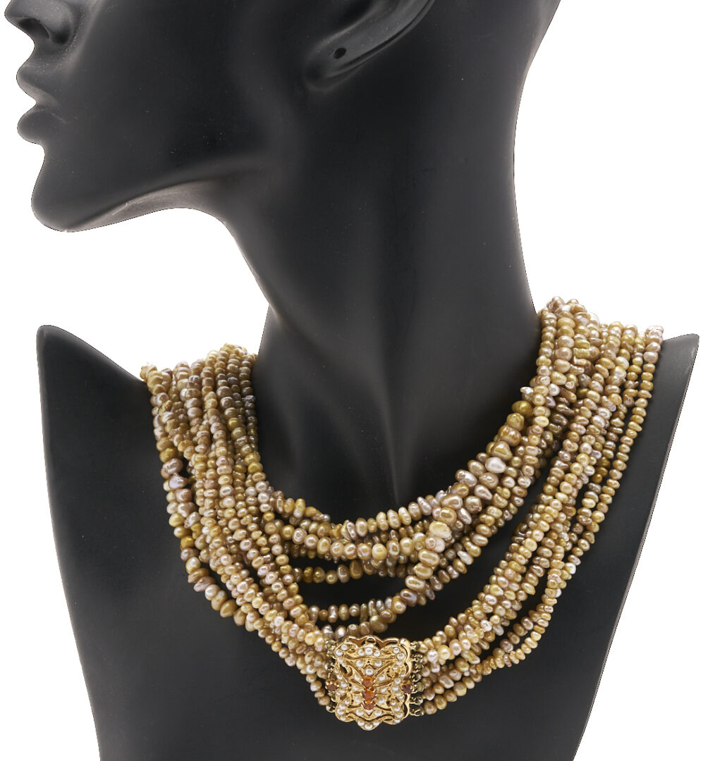 Lot 1175: 7-Strand Freshwater Pearl Necklace w/ Gold Clasp