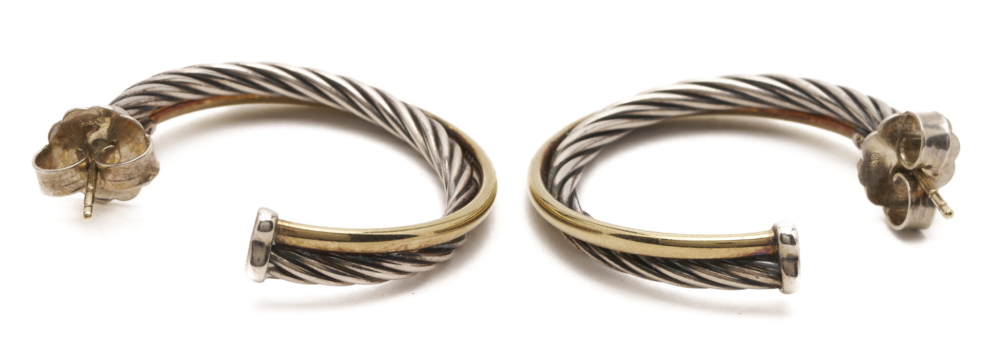 Lot 1177: David Yurman Sterling Gold Bonded Cable Bracelet & Earrings