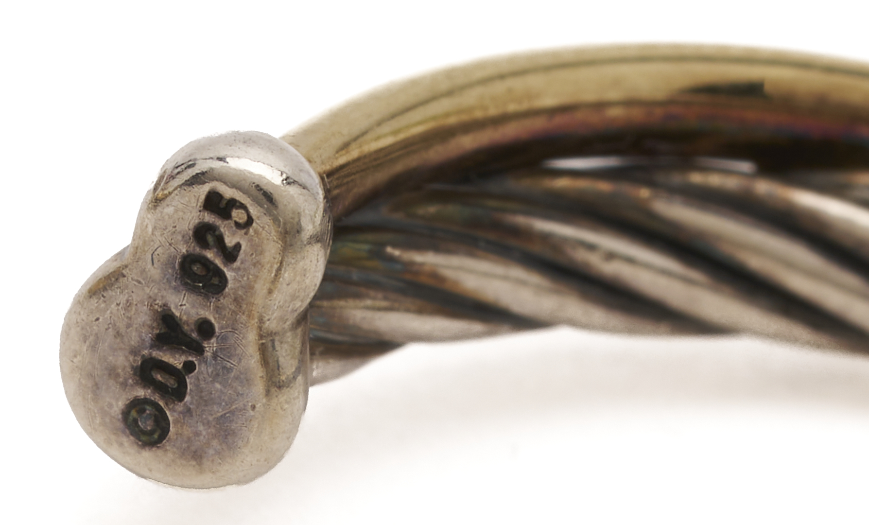 Lot 1177: David Yurman Sterling Gold Bonded Cable Bracelet & Earrings