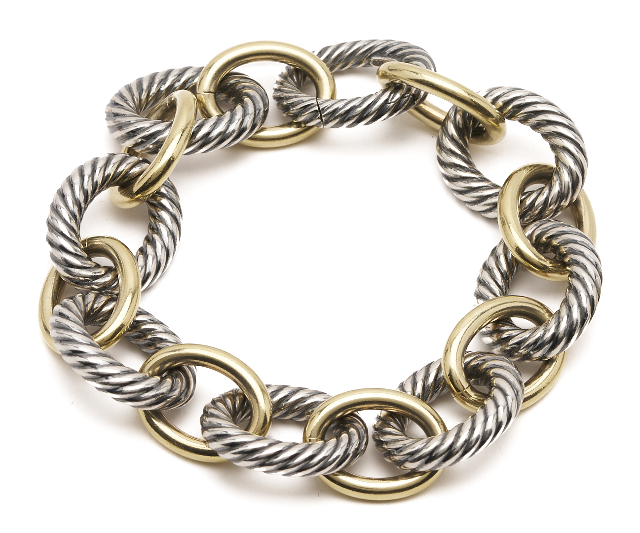 Lot 1177: David Yurman Sterling Gold Bonded Cable Bracelet & Earrings