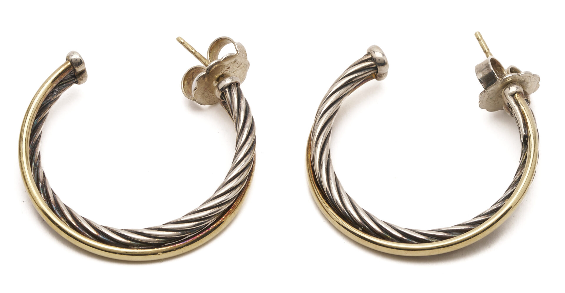 Lot 1177: David Yurman Sterling Gold Bonded Cable Bracelet & Earrings