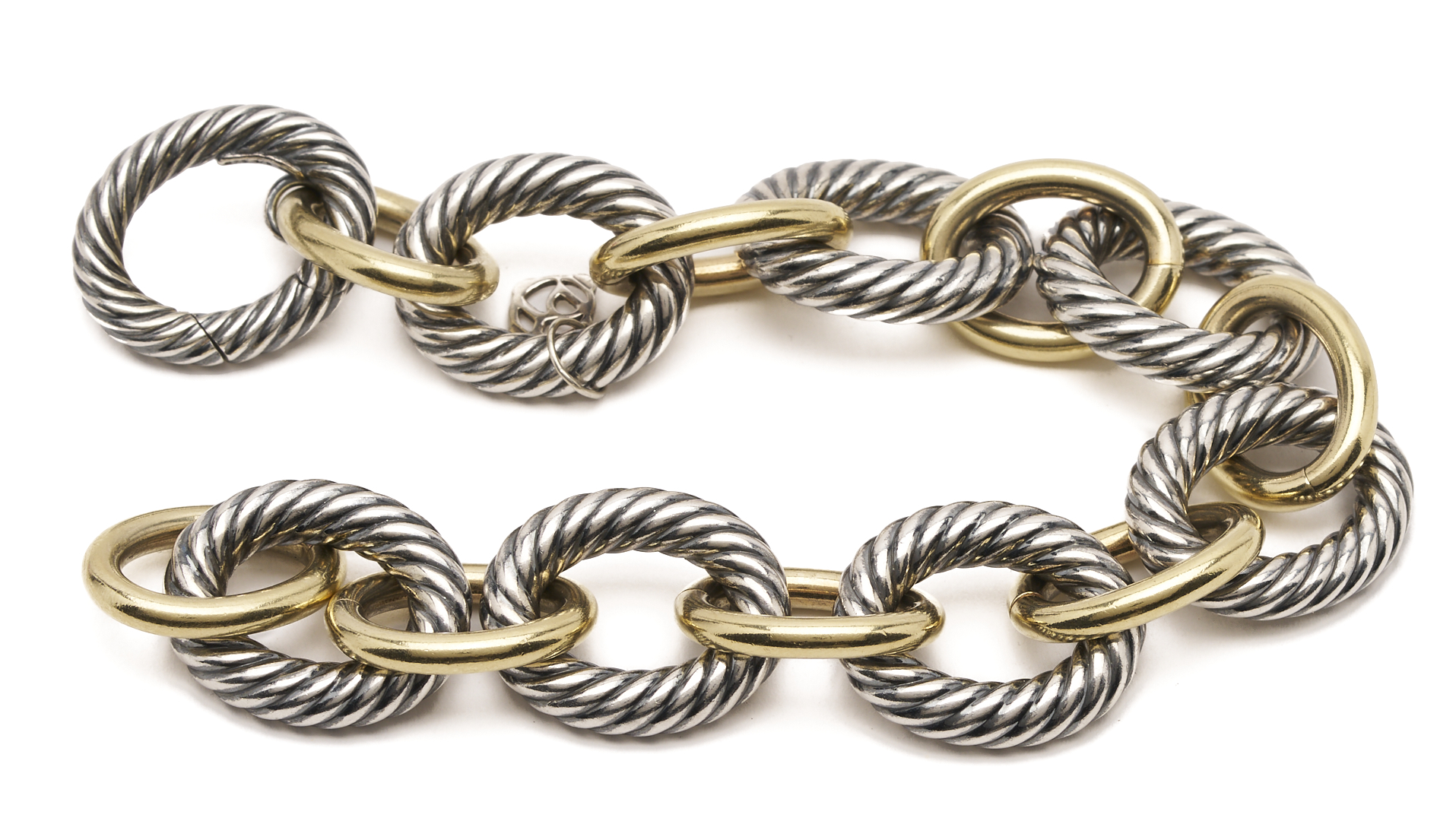 Lot 1177: David Yurman Sterling Gold Bonded Cable Bracelet & Earrings
