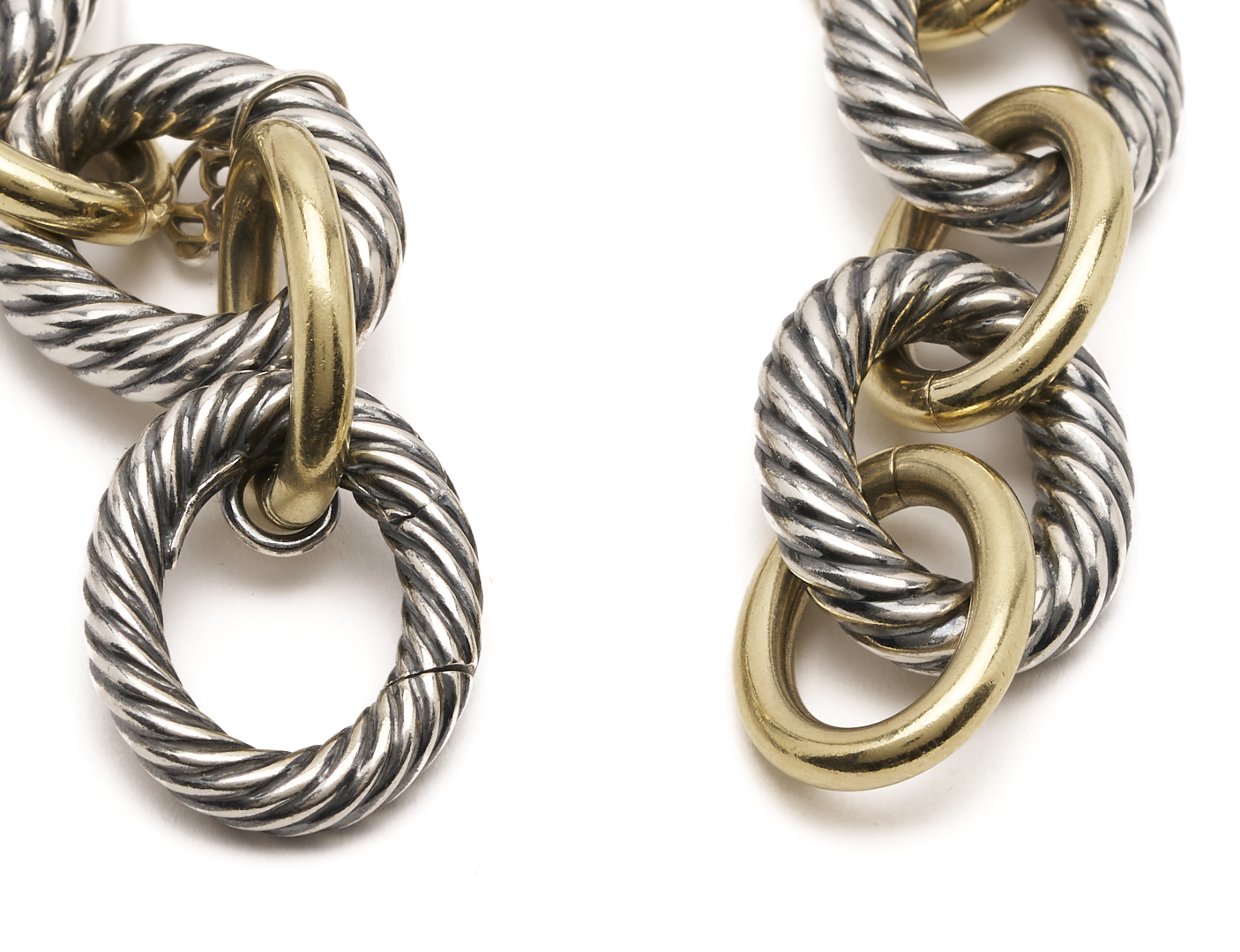 Lot 1177: David Yurman Sterling Gold Bonded Cable Bracelet & Earrings