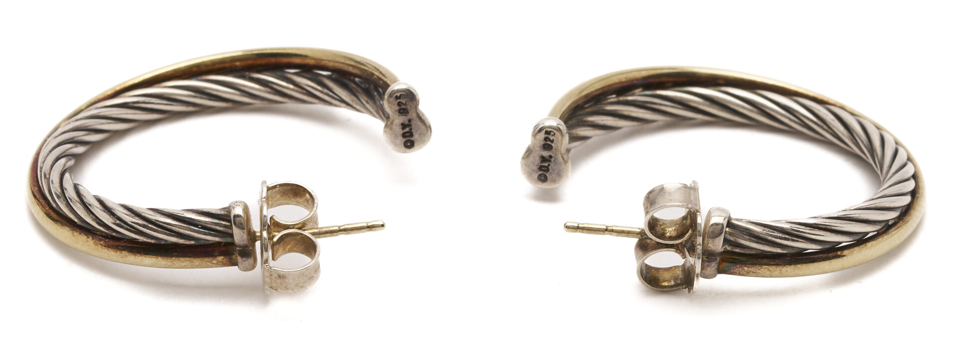 Lot 1177: David Yurman Sterling Gold Bonded Cable Bracelet & Earrings