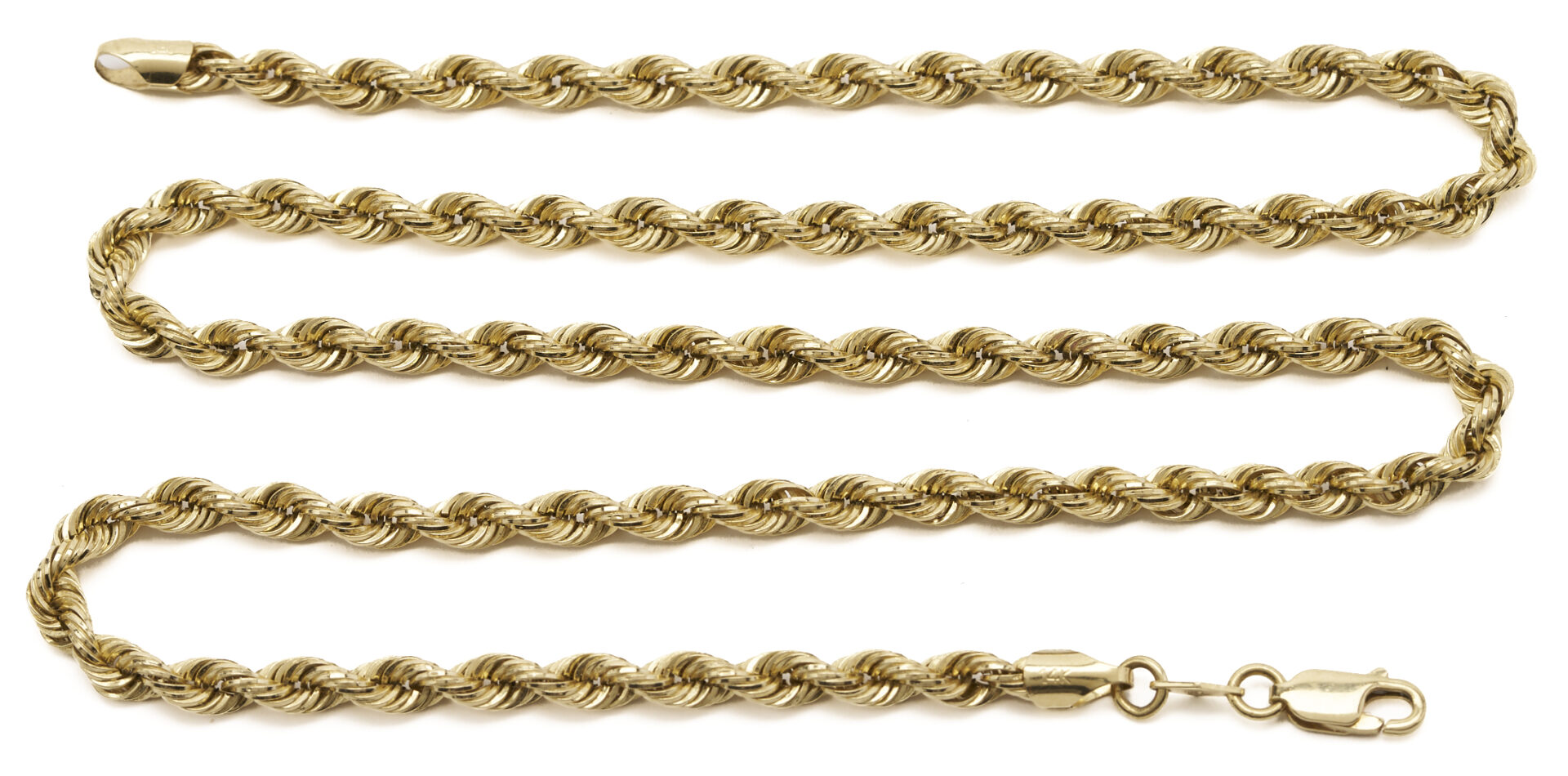 Lot 1178: 14K Yellow Gold Twisted Rope Chain