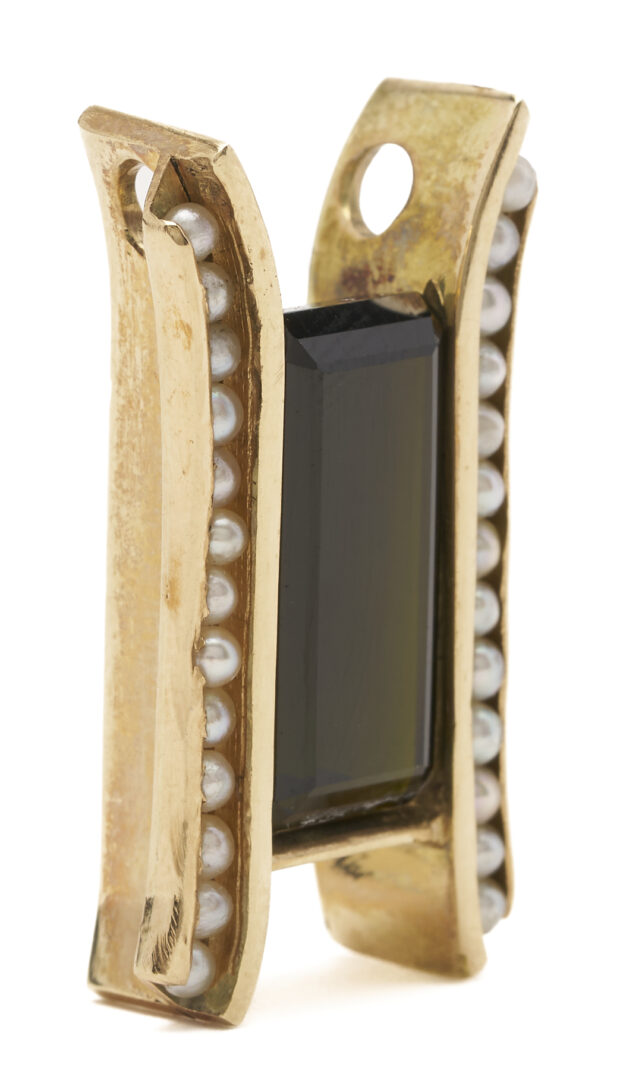 Lot 1179: Tourmaline, Gold and Pearl Slider