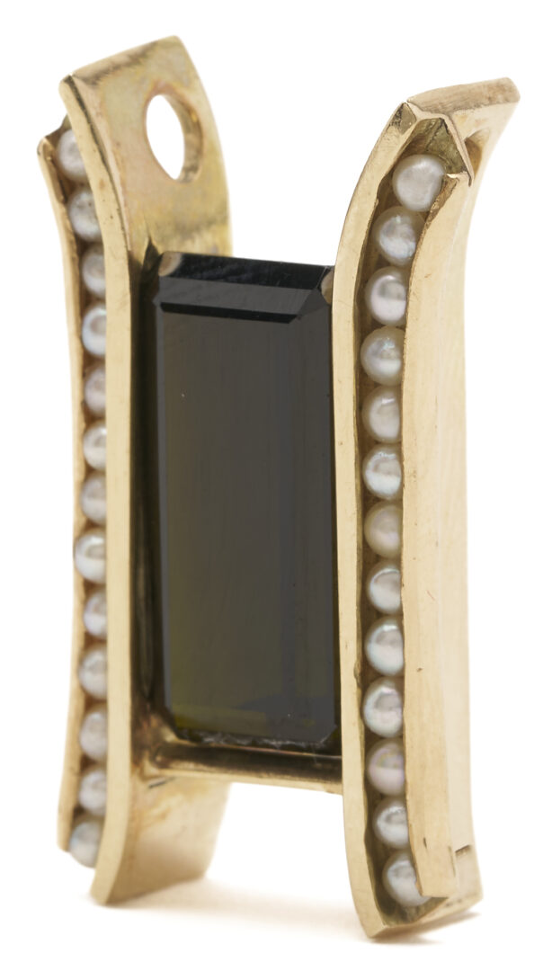 Lot 1179: Tourmaline, Gold and Pearl Slider