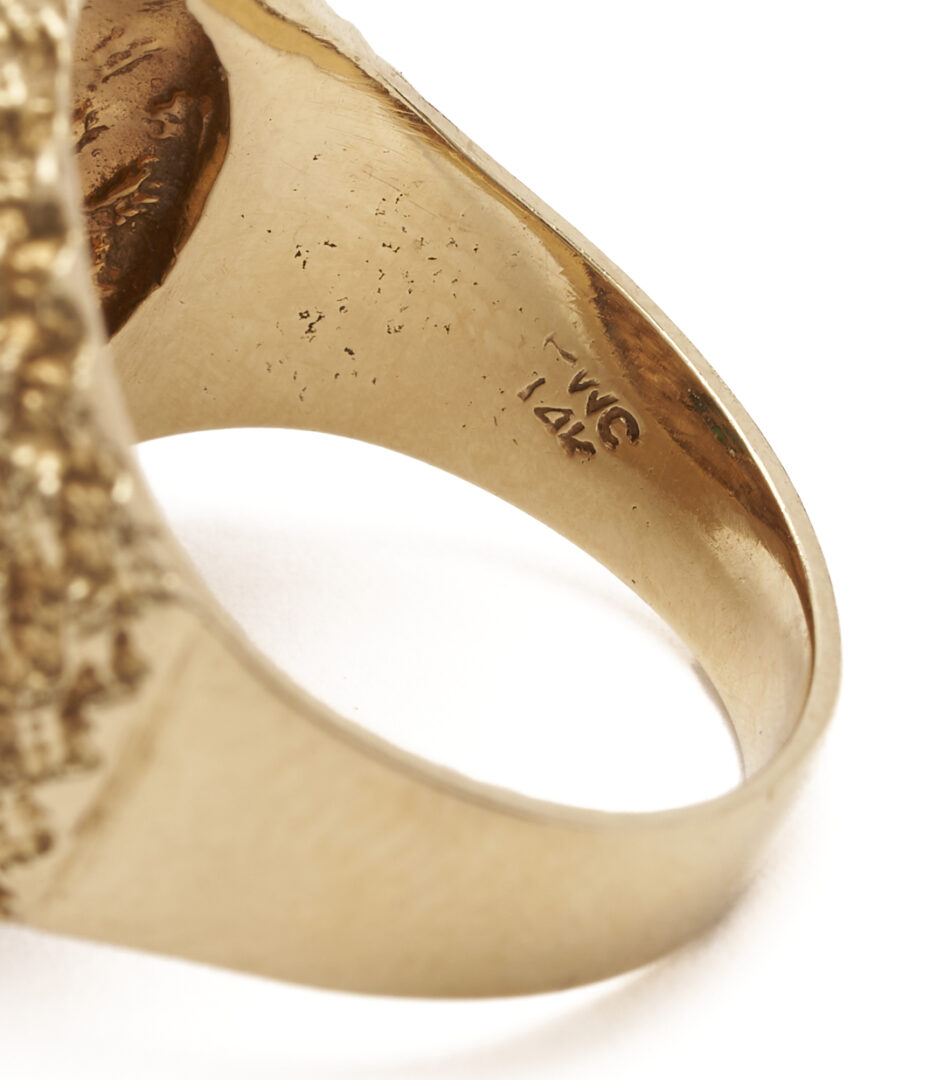Lot 1184: 14K Turquoise Textured Dome Ring