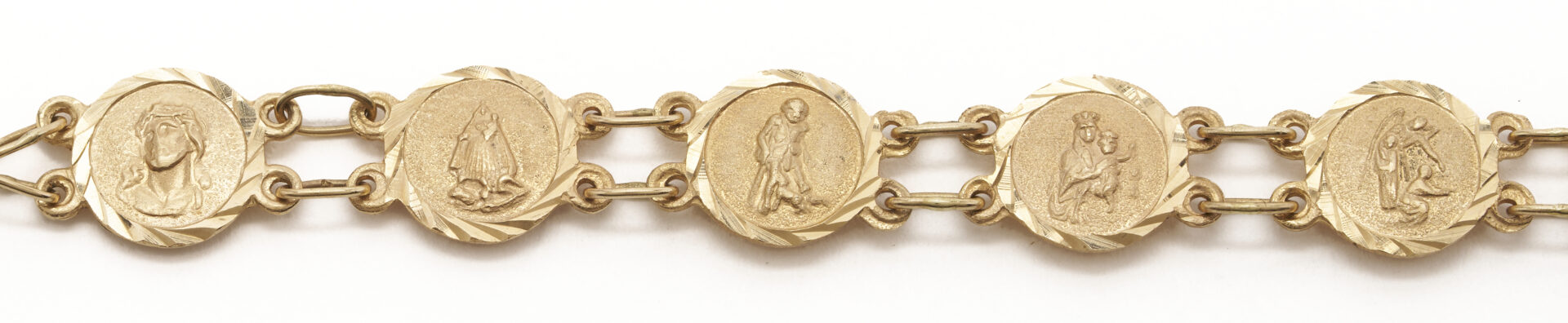 Lot 1185: 14K Yellow Gold Religious Medallions Bracelet