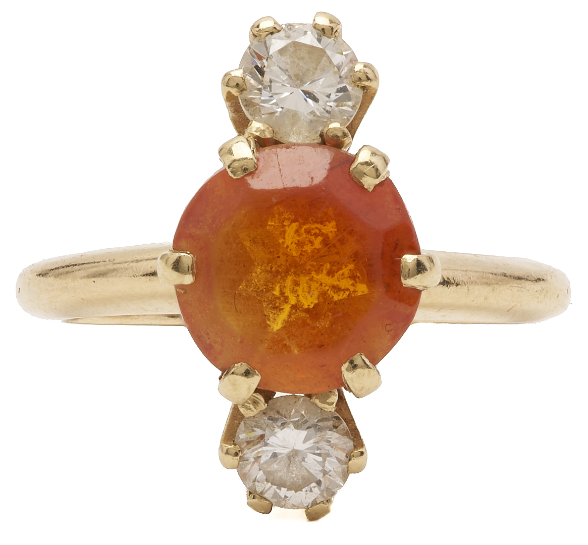 Lot 1187: 14K Gold Ring w/ Orange Spessartite Garnet & Accent Diamonds