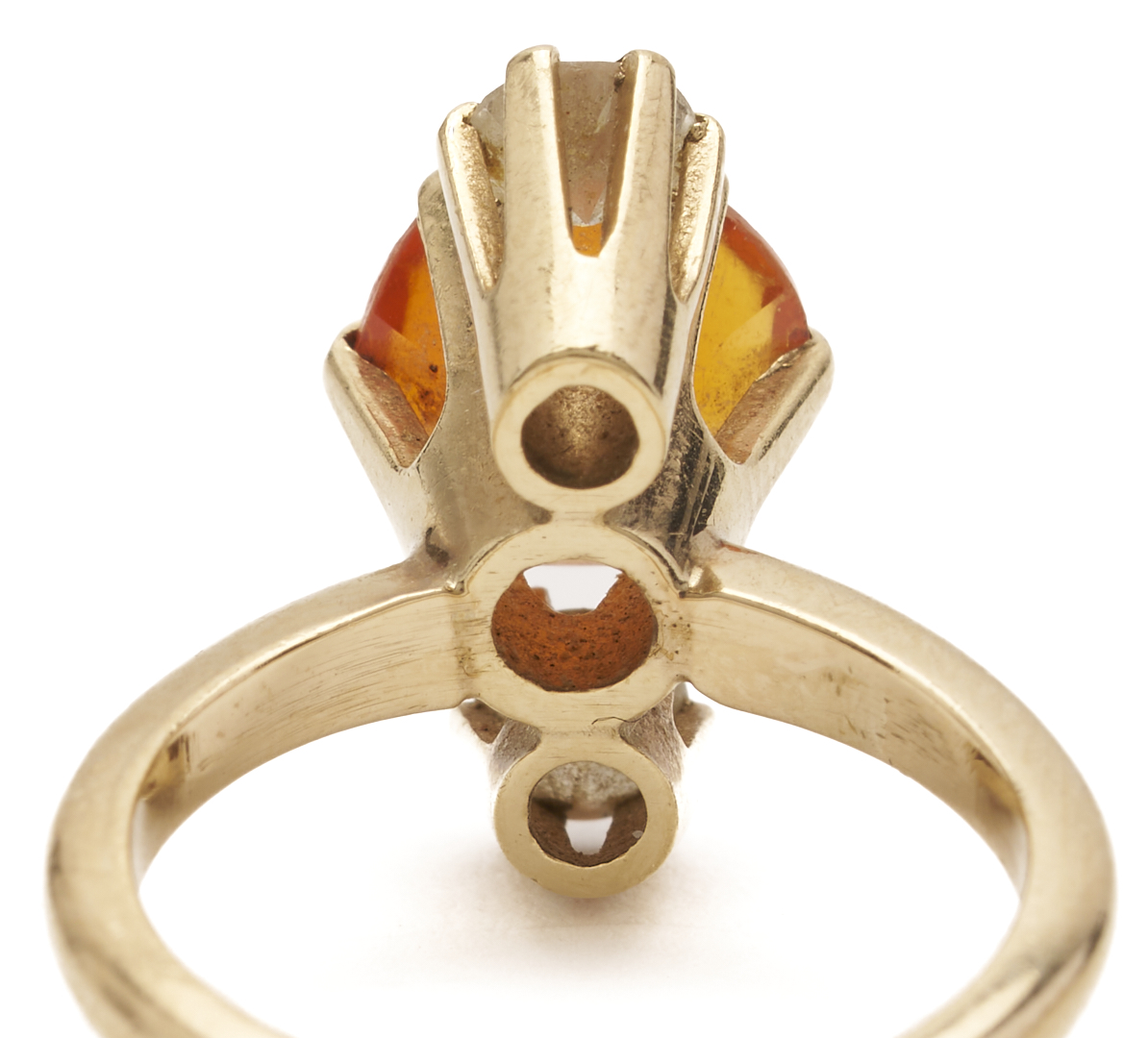 Lot 1187: 14K Gold Ring w/ Orange Spessartite Garnet & Accent Diamonds