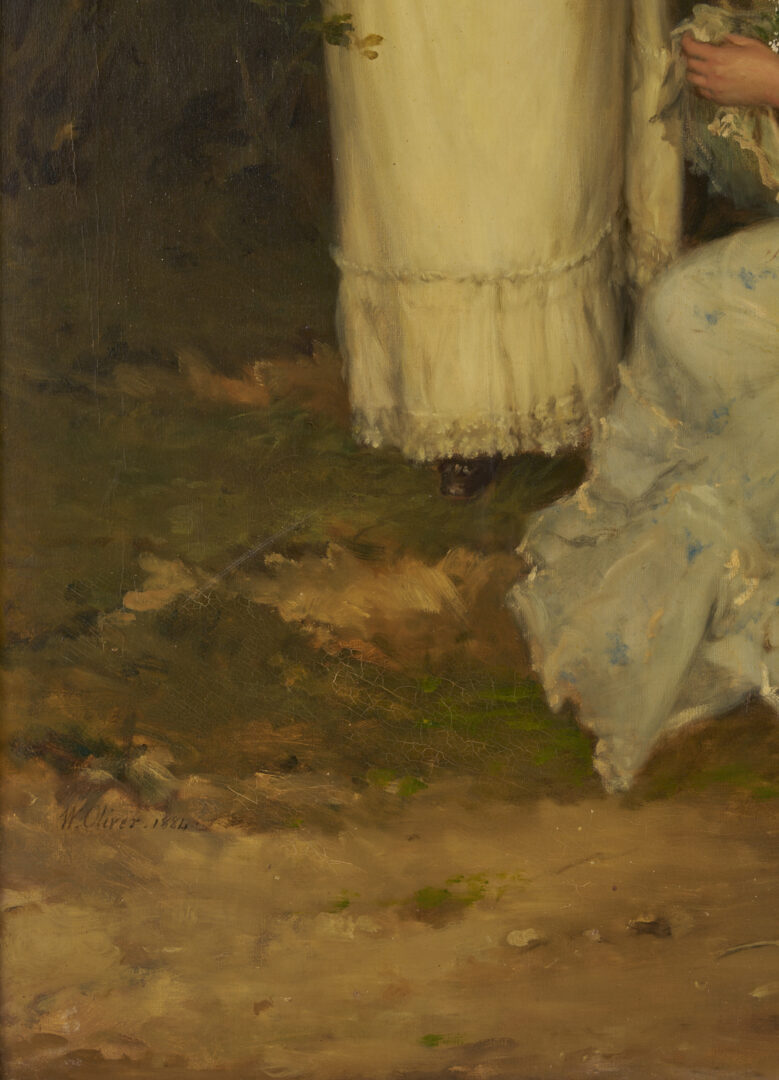 Lot 118: Large William Oliver O/C Painting, Picking Blossoms