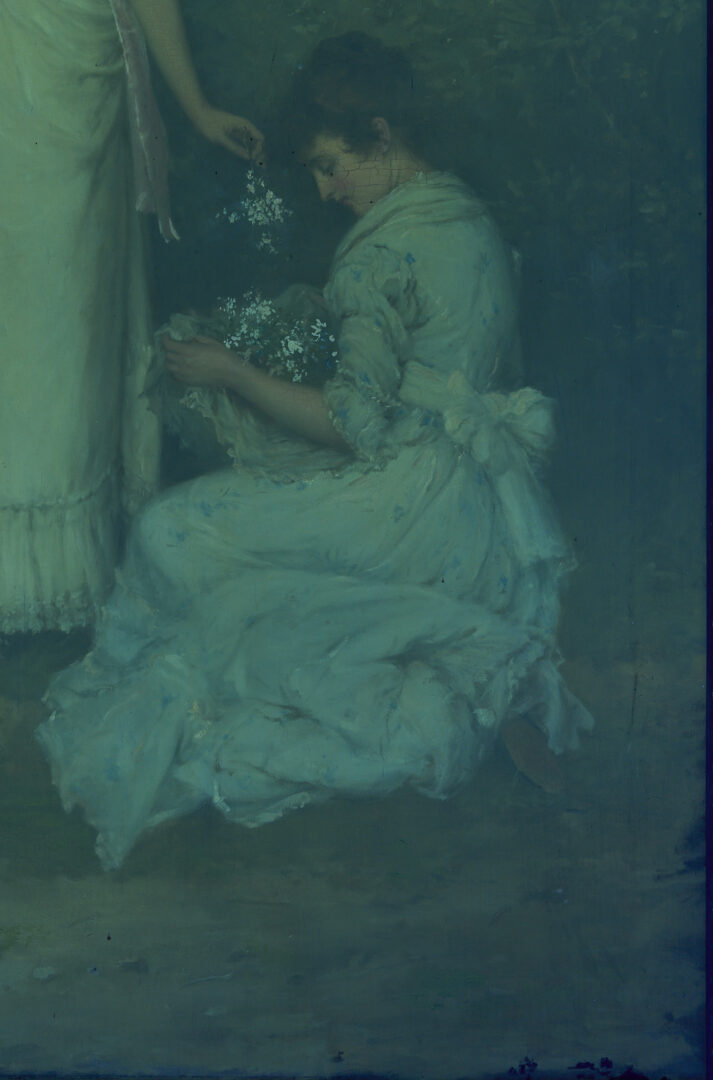 Lot 118: Large William Oliver O/C Painting, Picking Blossoms