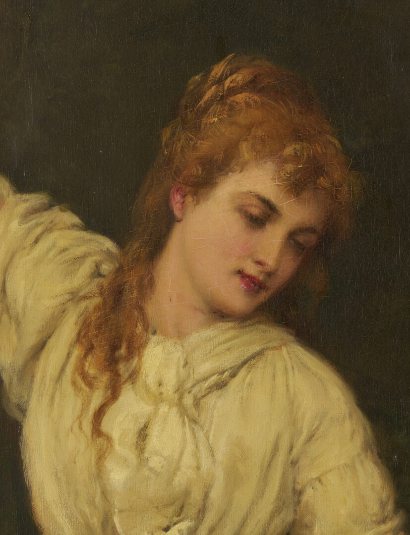 Lot 118: Large William Oliver O/C Painting, Picking Blossoms