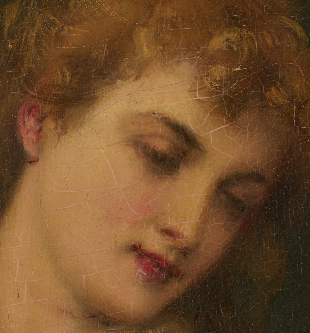 Lot 118: Large William Oliver O/C Painting, Picking Blossoms