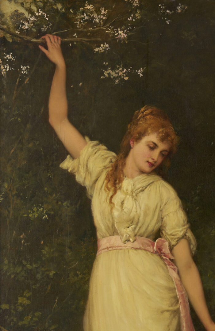 Lot 118: Large William Oliver O/C Painting, Picking Blossoms