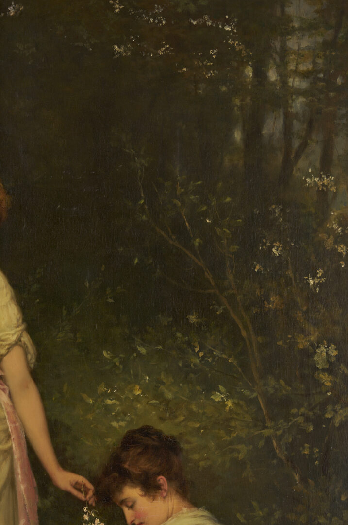 Lot 118: Large William Oliver O/C Painting, Picking Blossoms