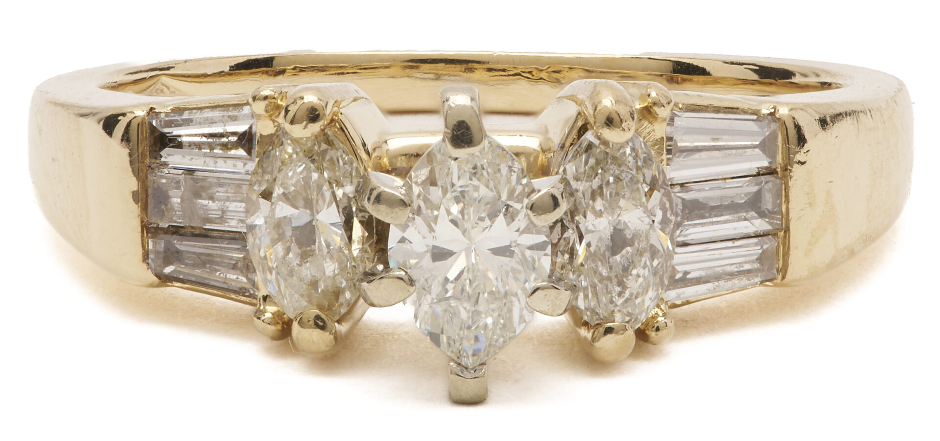 Lot 1194: 14K Gold & Marquise Diamond Ring w/ “ISP” Mark