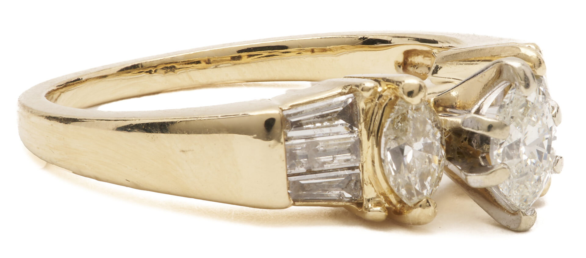 Lot 1194: 14K Gold & Marquise Diamond Ring w/ “ISP” Mark