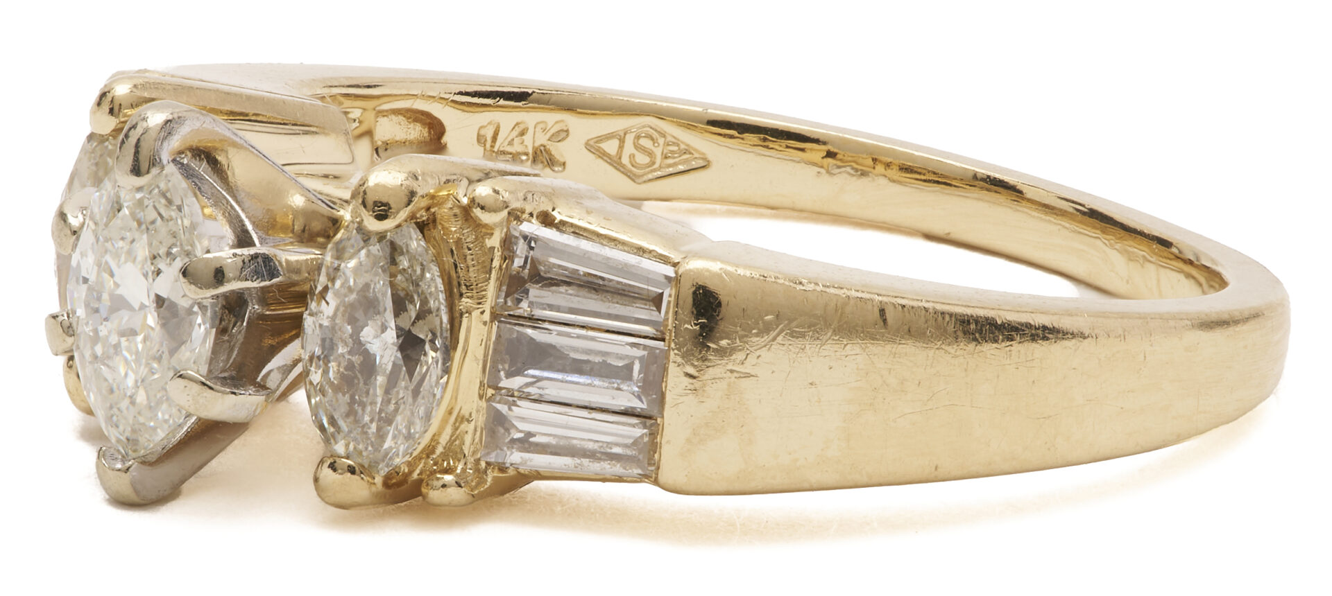 Lot 1194: 14K Gold & Marquise Diamond Ring w/ “ISP” Mark