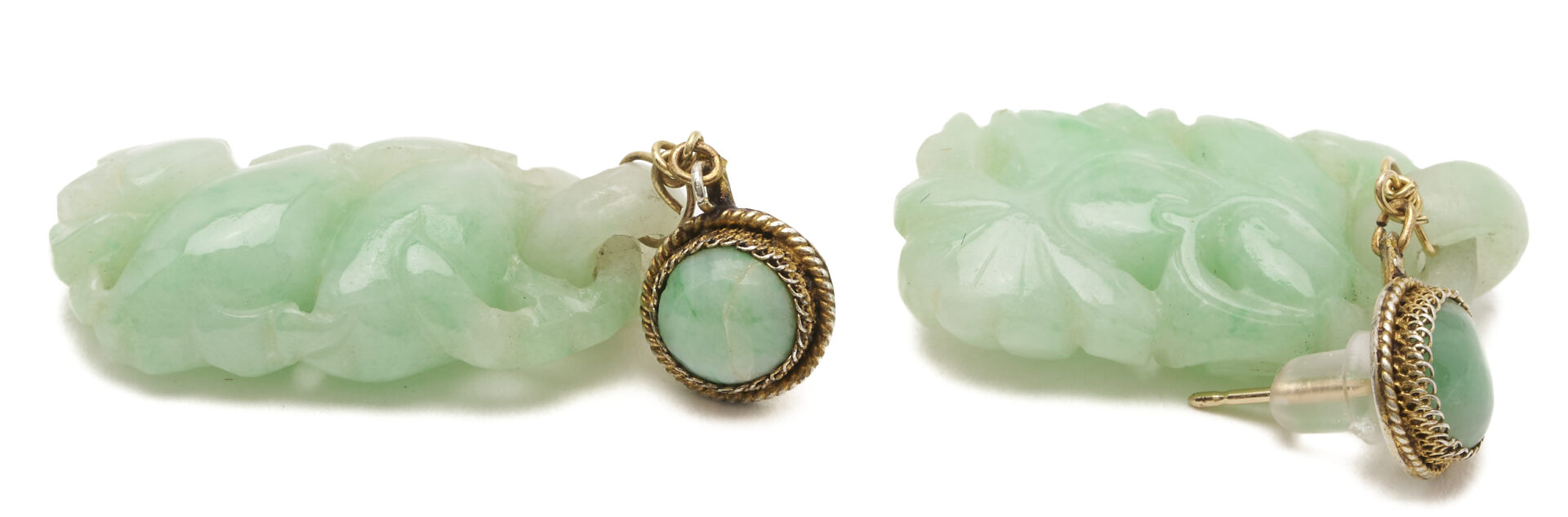 Lot 1196: Lapis Beaded Necklace w/ 18K Enhancer; plus Pr. Jadeite Earrings