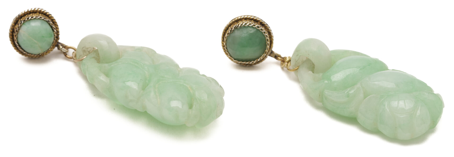 Lot 1196: Lapis Beaded Necklace w/ 18K Enhancer; plus Pr. Jadeite Earrings