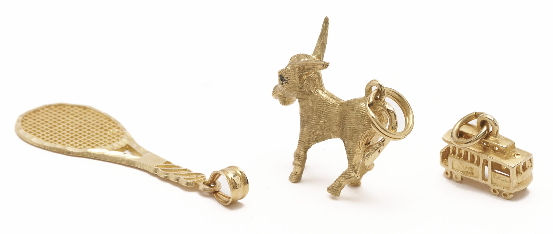 Lot 1197: 3 14K Charms & 14K Jadite Brooch