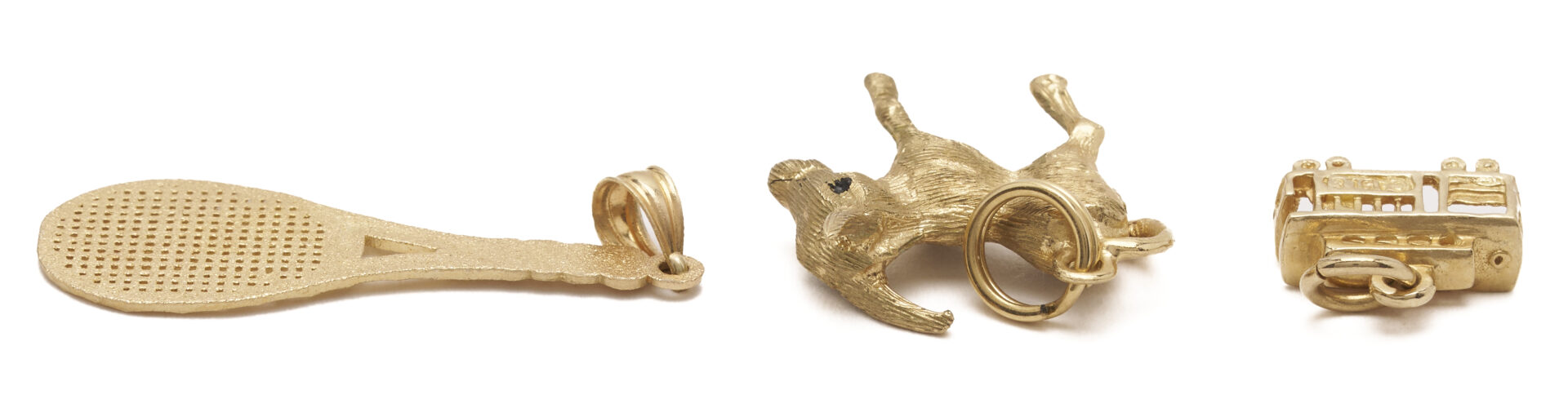 Lot 1197: 3 14K Charms & 14K Jadite Brooch