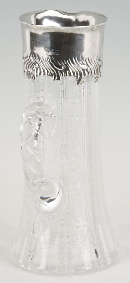 Lot 1199: Tiffany Sterling & Crystal Pitcher, Judaica Interest