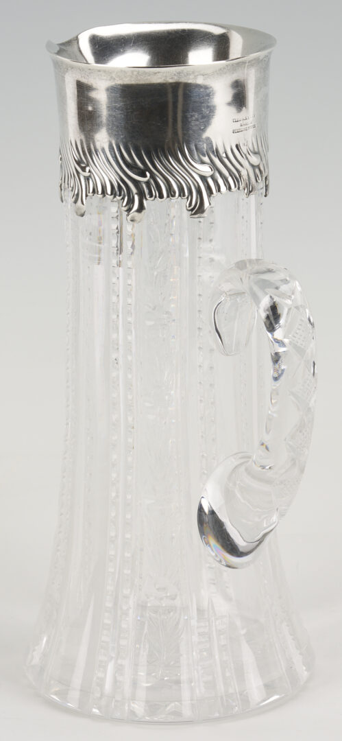Lot 1199: Tiffany Sterling & Crystal Pitcher, Judaica Interest