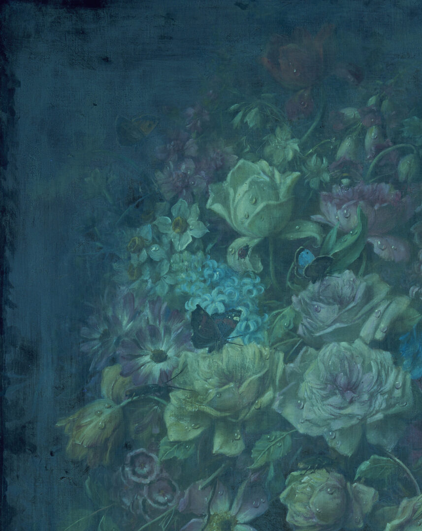 Lot 119: Hans Zatzka O/C Still Life Painting, Flowers w/ Birds & Butterflies