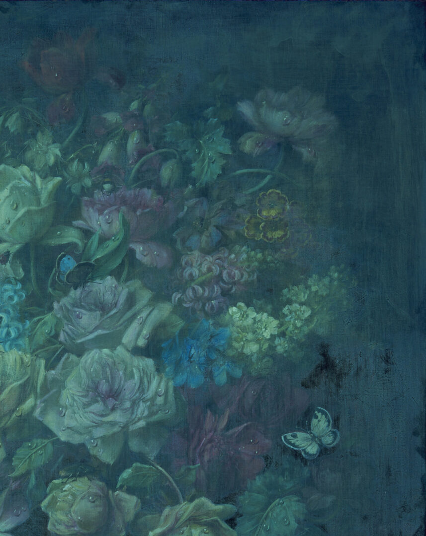 Lot 119: Hans Zatzka O/C Still Life Painting, Flowers w/ Birds & Butterflies