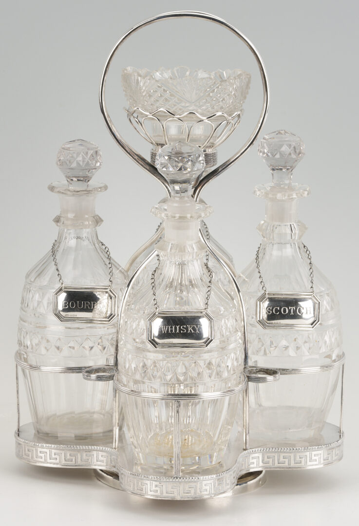 Lot 1200: Old Sheffield Decanter Stand plus 3 small sterling bowls
