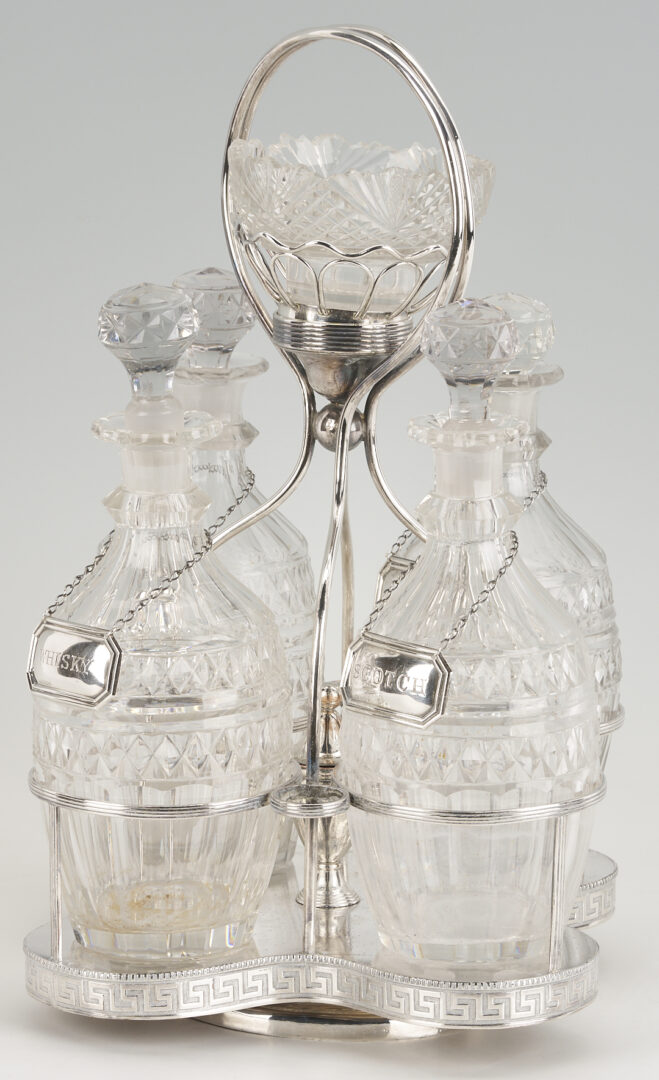 Lot 1200: Old Sheffield Decanter Stand plus 3 small sterling bowls