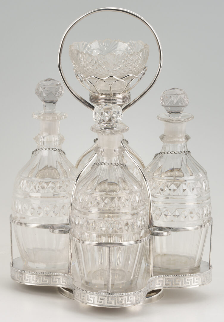 Lot 1200: Old Sheffield Decanter Stand plus 3 small sterling bowls