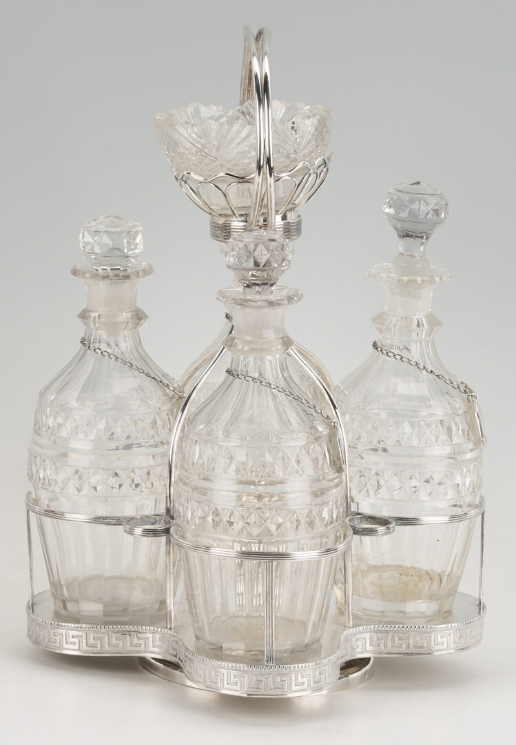 Lot 1200: Old Sheffield Decanter Stand plus 3 small sterling bowls