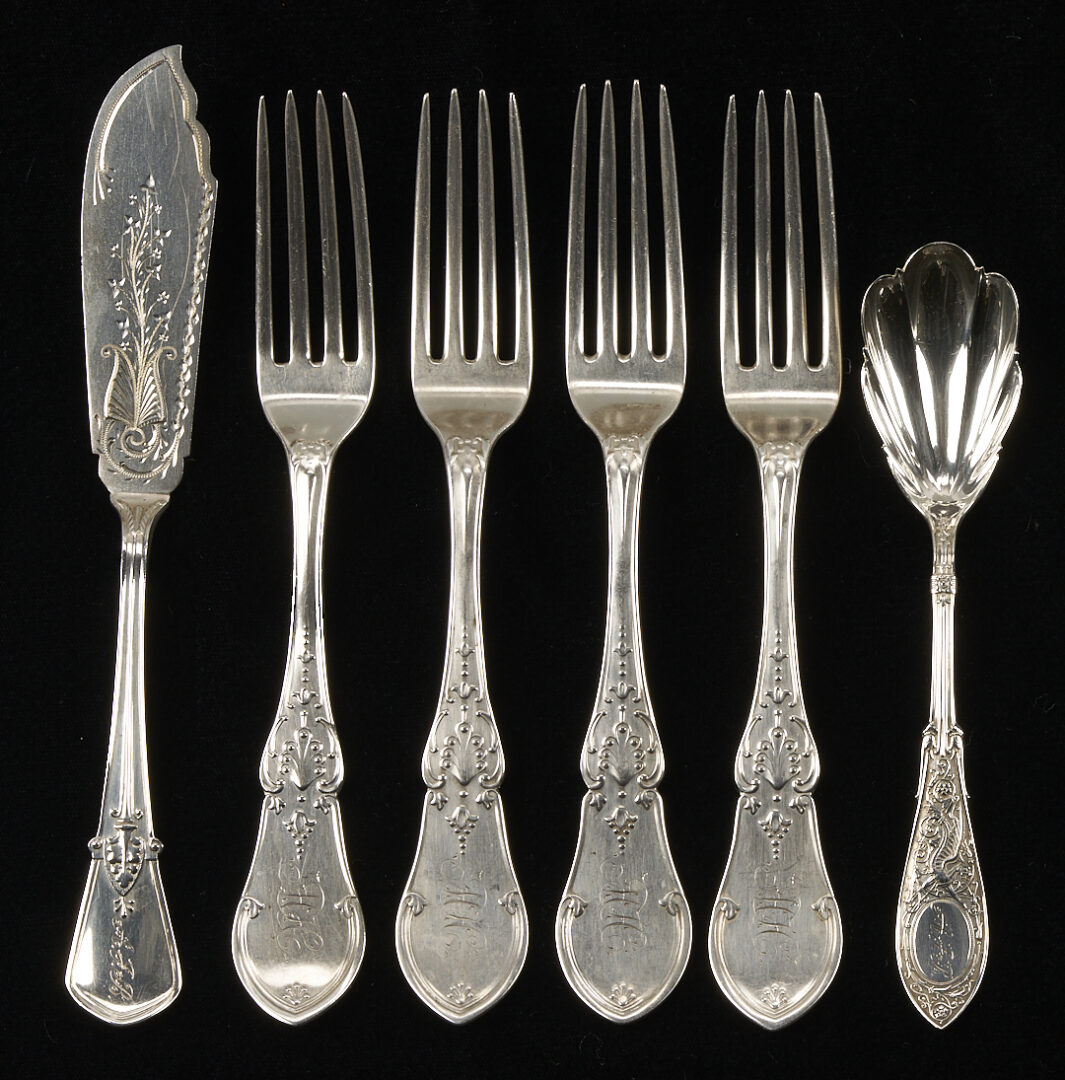 Lot 1201: 12 Silver Flatware Items,  B. C. Wells  &  J. W. Moir