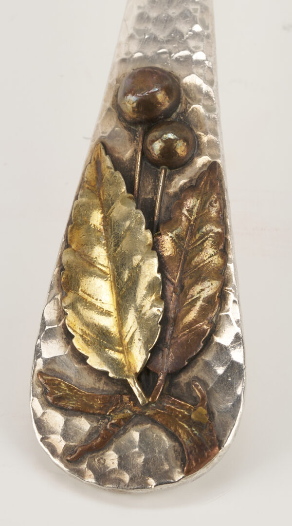 Lot 1202: Gorham Mixed Metal Serving Spoon plus 9 Sterling Napkin Rings