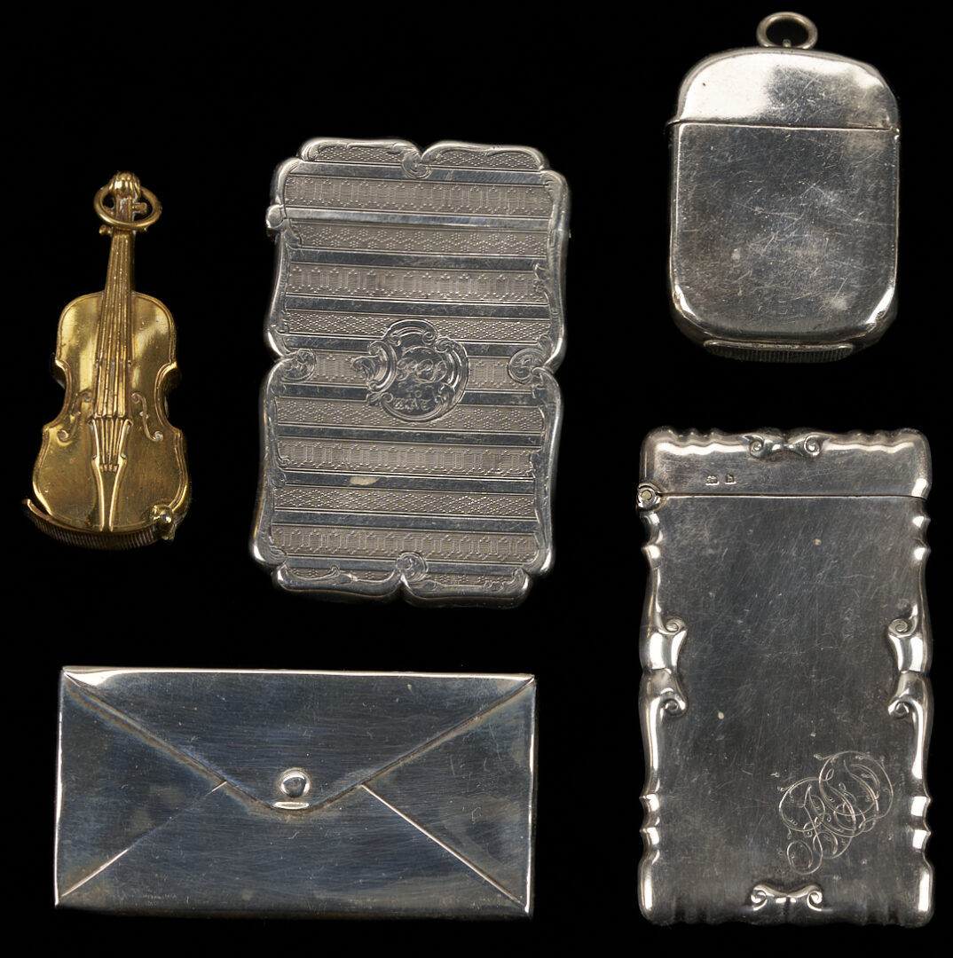 Lot 1206: Collection of 10 Silver Card Cases & Vesta Match Safes