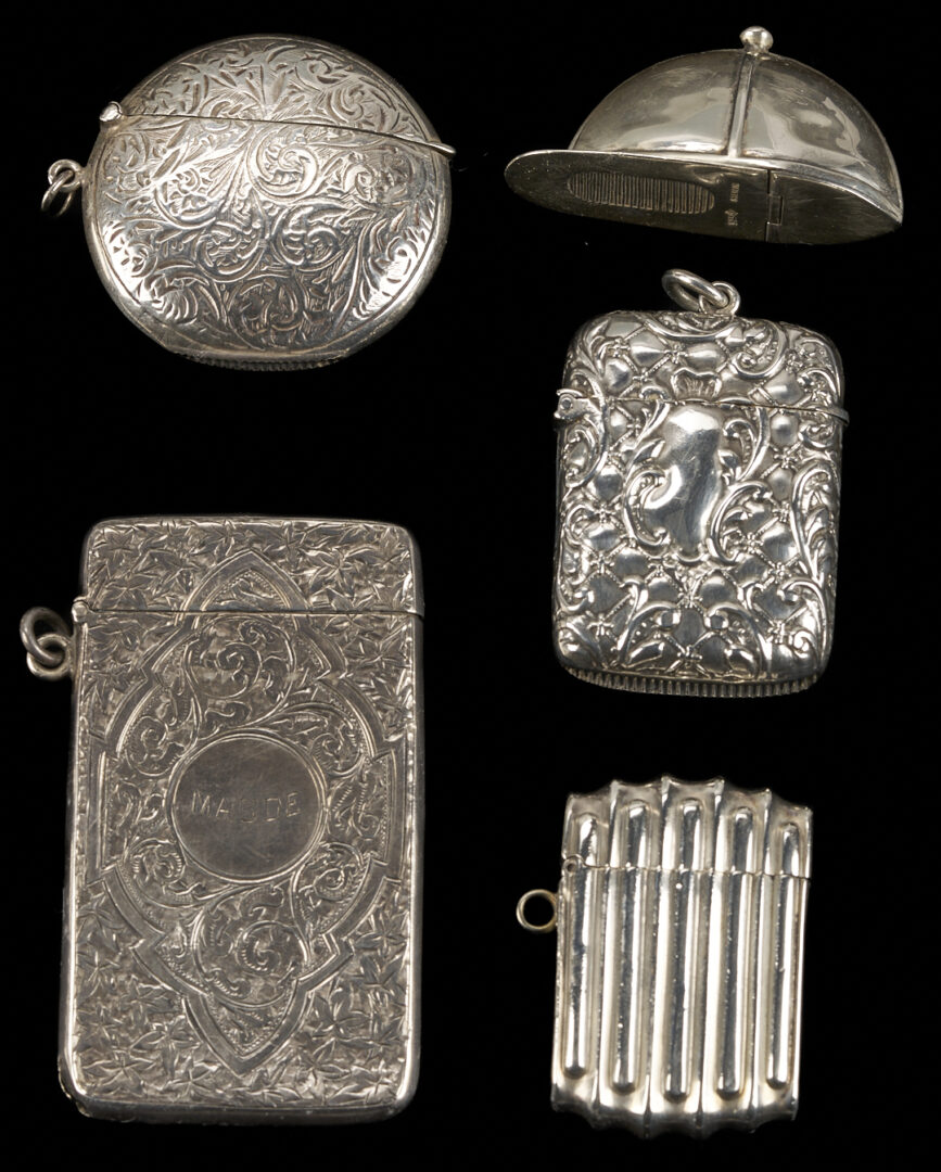 Lot 1206: Collection of 10 Silver Card Cases & Vesta Match Safes