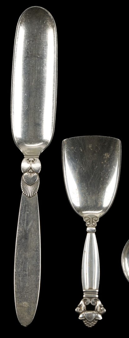 Lot 1207: 14 pcs Georg Jensen sterling including 6 salts and spoons
