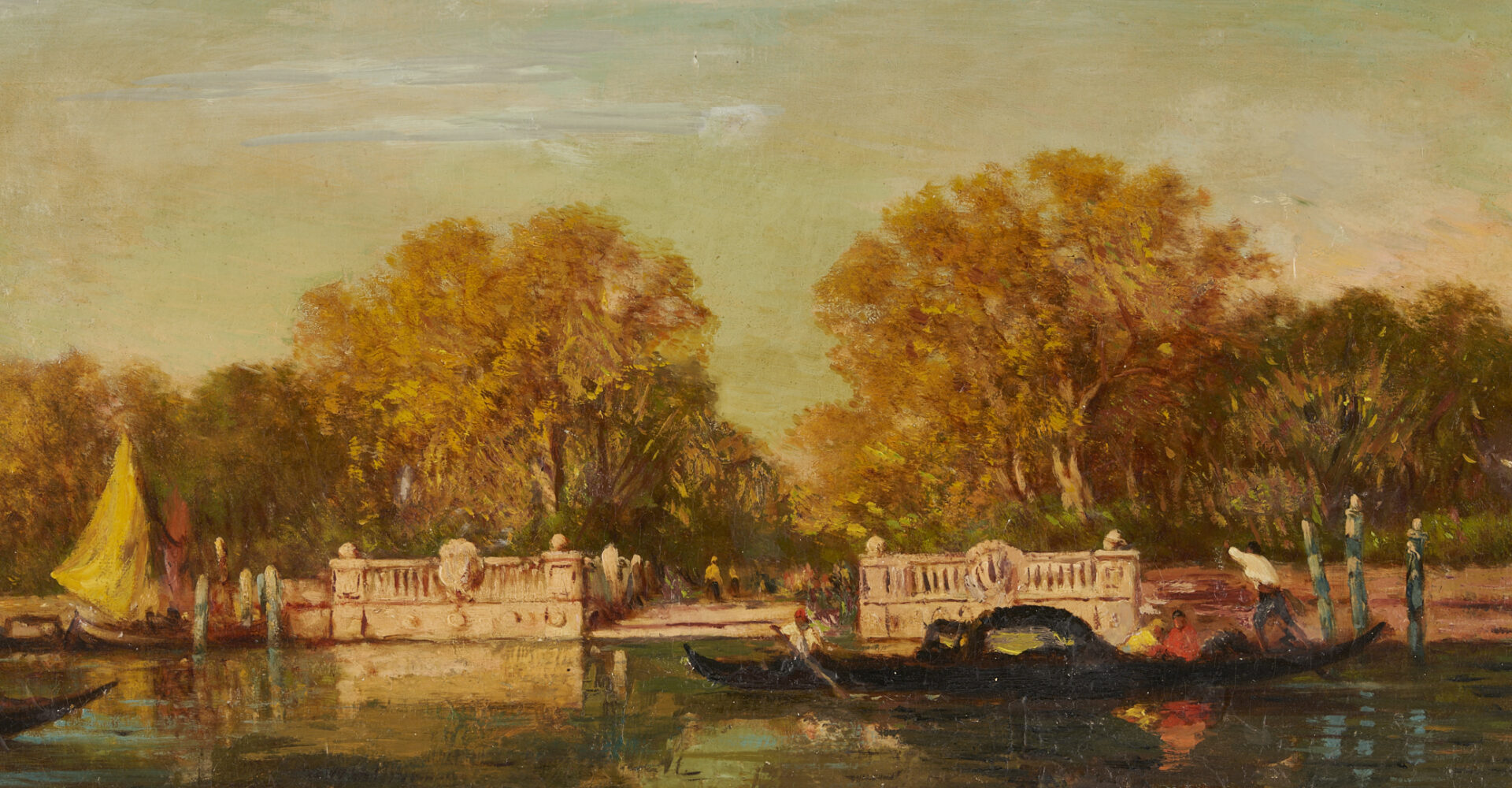 Lot 120: Felix Ziem Oil Landscape, Les Jardins Francais, Venice
