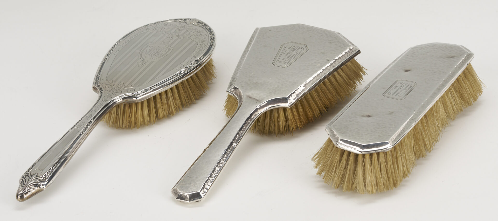 Lot 1212: 5 Pc. Gentleman’s Sterling Silver Vanity Set plus 8 Sterling Silver Vanity Pieces, incl. Dominick & Half