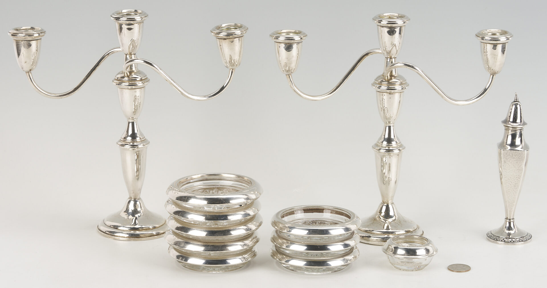 Lot 1213: 12 Weighted Sterling Table Items