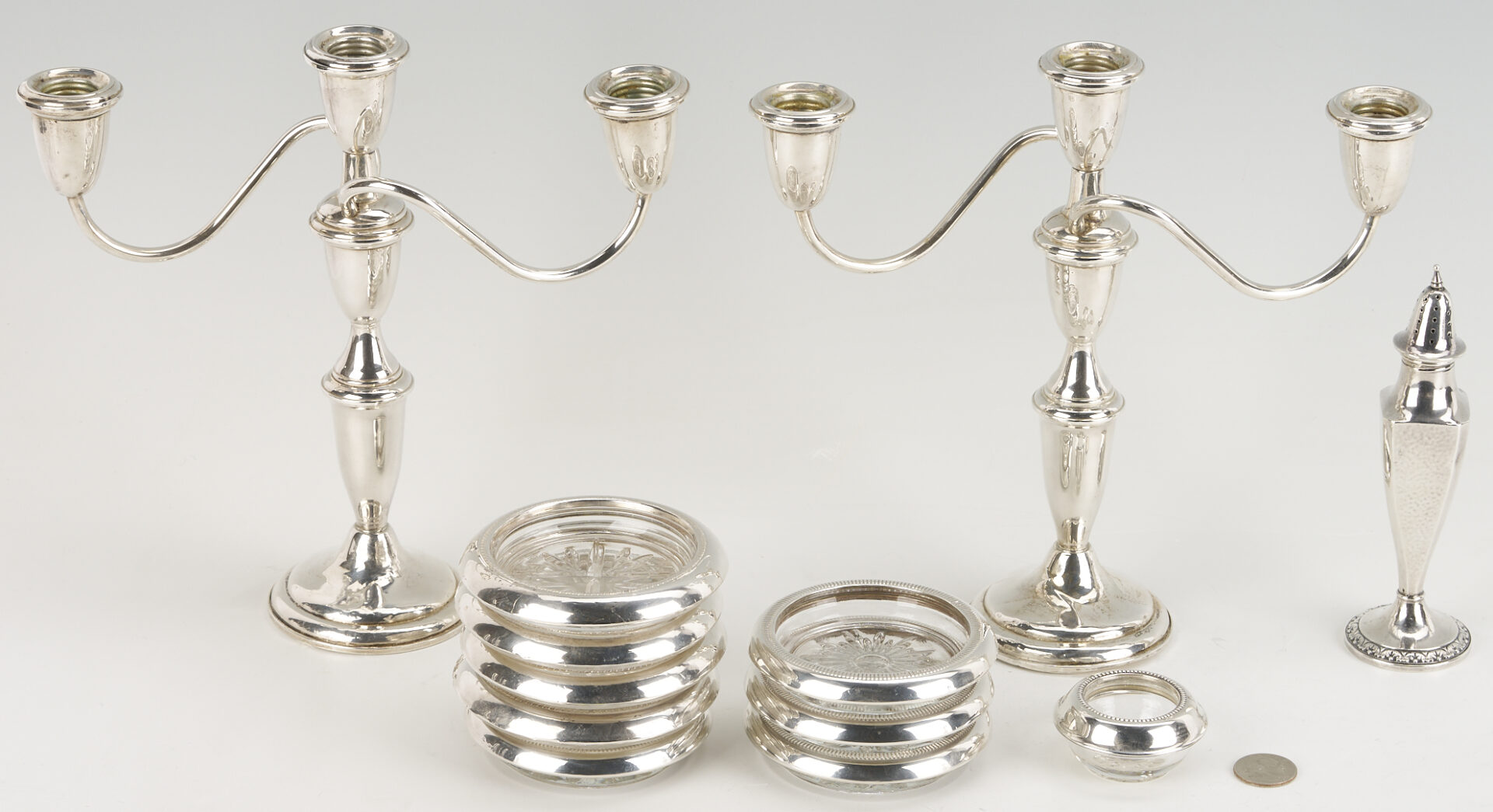 Lot 1213: 12 Weighted Sterling Table Items