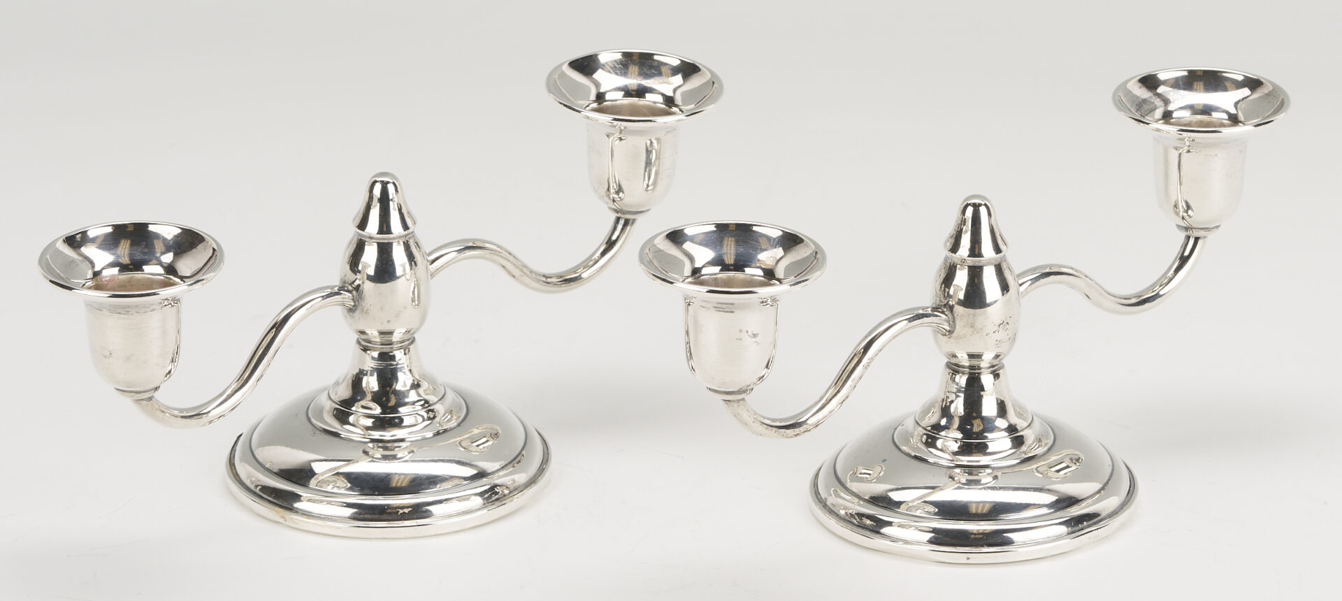 Lot 1215: 9 pcs Sterling Silver: Vanity Items, Candlesticks