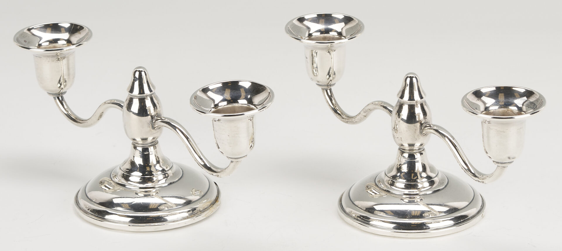 Lot 1215: 9 pcs Sterling Silver: Vanity Items, Candlesticks