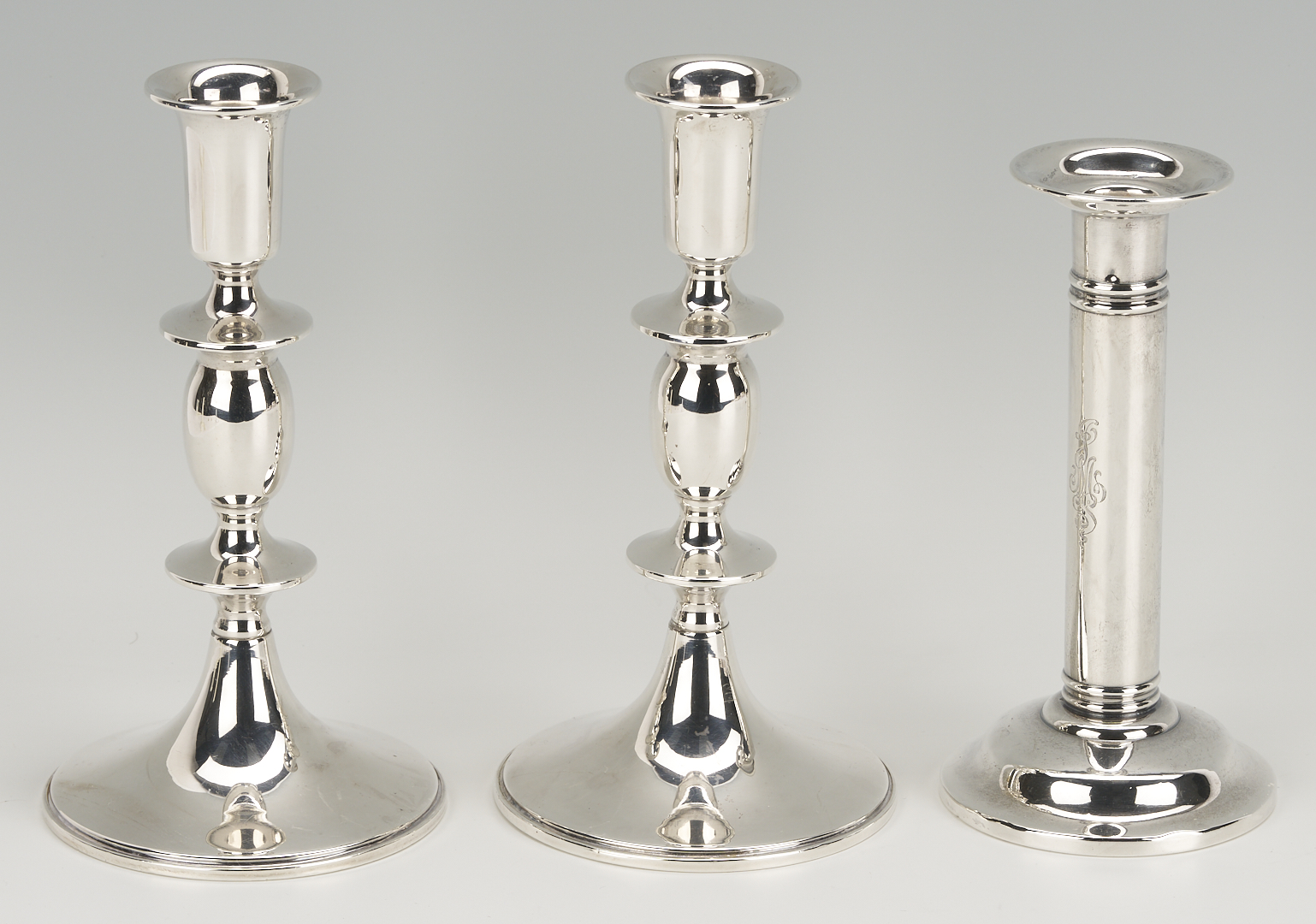 Lot 1220: 3 Wine Coasters and 3 Candlesticks plus Fish Set