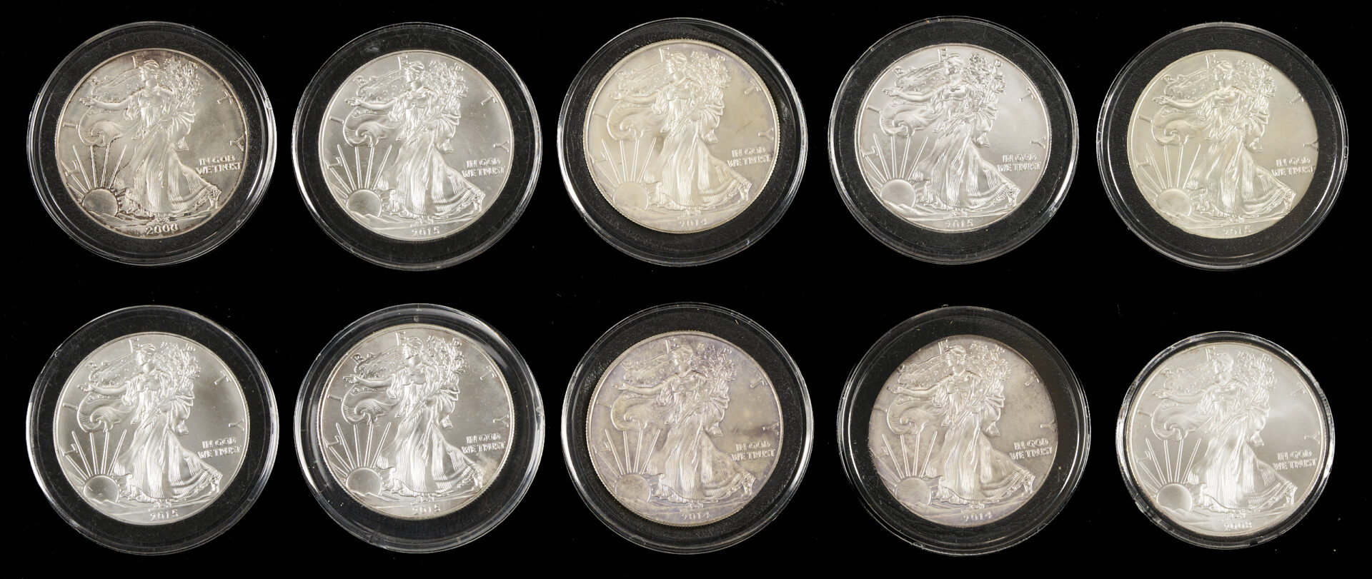 Lot 1222: 22 Assorted Silver Eagle $1 Coins