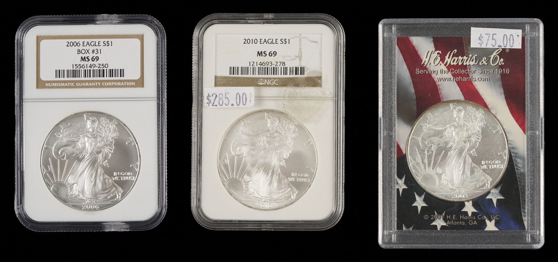 Lot 1224: 11 US Silver Eagle $1 Coins